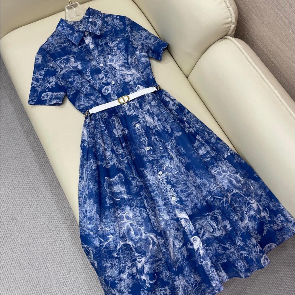 Cotton blue/white printed dress size XL (runs very small)